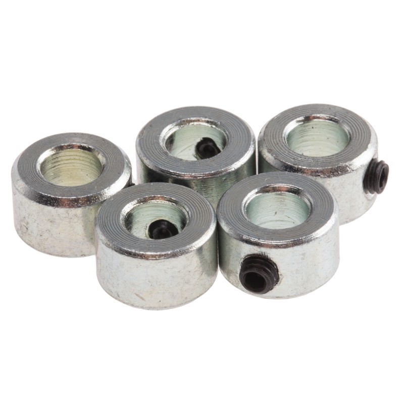 1 Bag of 5 - RS PRO Shaft Collar One Piece Set Screw, Bore 4mm, OD 8mm, W 5mm, Steel