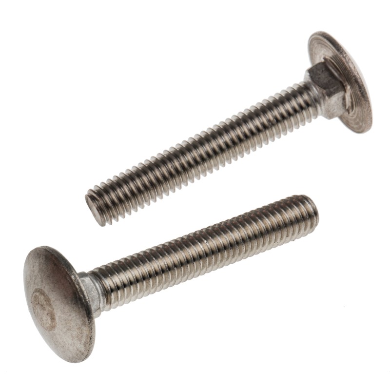 1 Bag of 50 - Plain Stainless Steel Coach Bolt, M6 x 40mm