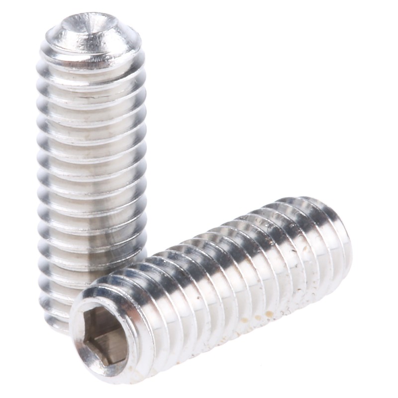 1 Bag of 50 - Plain Stainless Steel Hex Socket Set M4 x 12mm Grub Screw