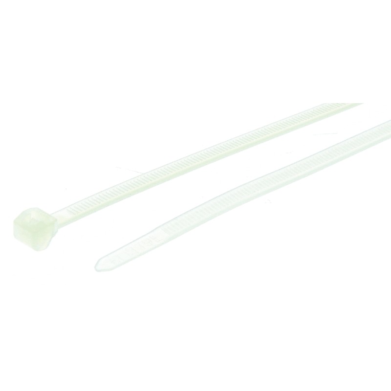 1 Bag of 100 - HellermannTyton Cable Tie, Outside Serrated, 200mm x 4.6 mm, Natural Polyamide 6.6 (PA66), Pk-100