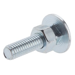 1 Bag of 50 - Bright Zinc Plated Steel Coach Bolt, M6 x 25mm