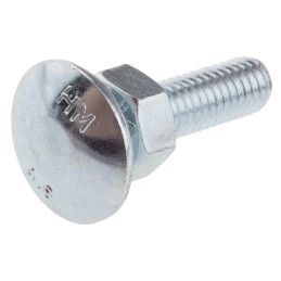 1 Bag of 50 - Bright Zinc Plated Steel Coach Bolt, M6 x 25mm