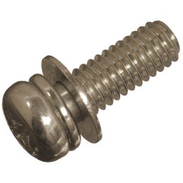 1 Bag of 50 - M4 x 12 mmmm Steel Pan Head Sems Screw, Plain Washer
