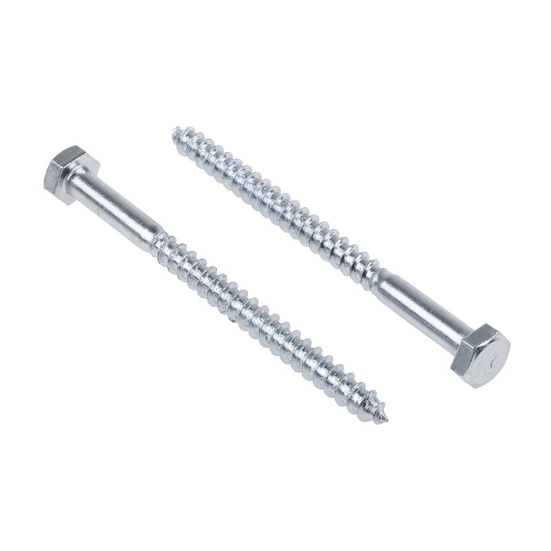1 Bag of 50 - RS PRO Hex Coach Screw, Steel Bright Zinc Plated, 6mm x 80mm