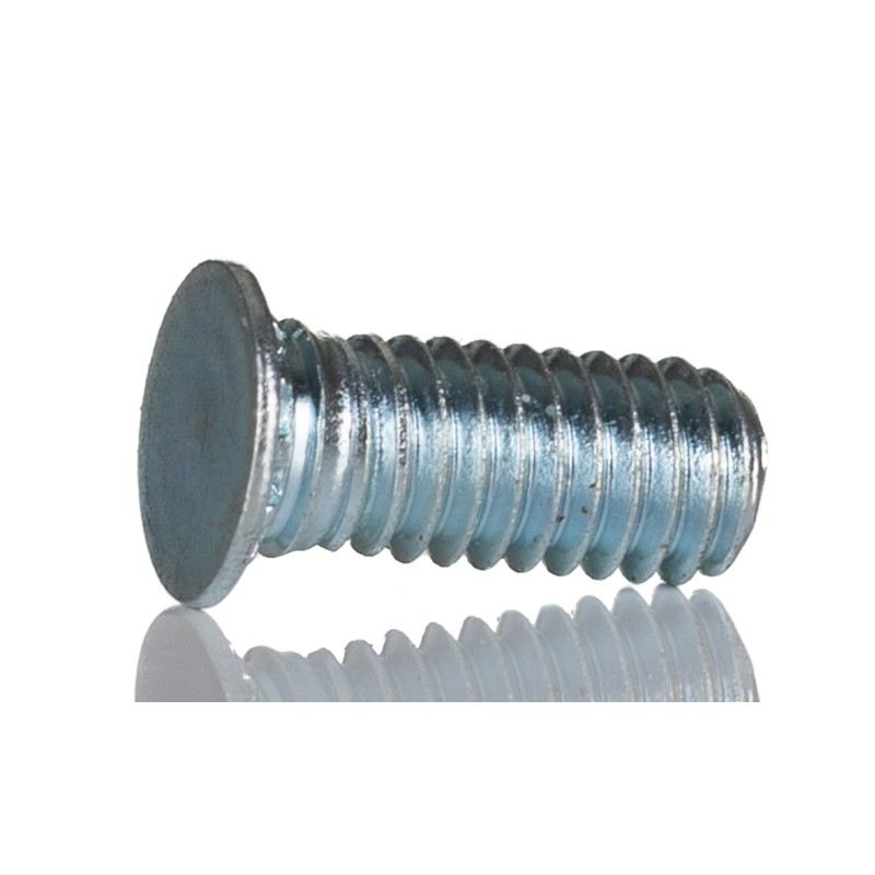 1 Bag of 50 - RS PRO Steel Zinc plated & clear Passivated Self Clinching Stud, M4, length-8mm