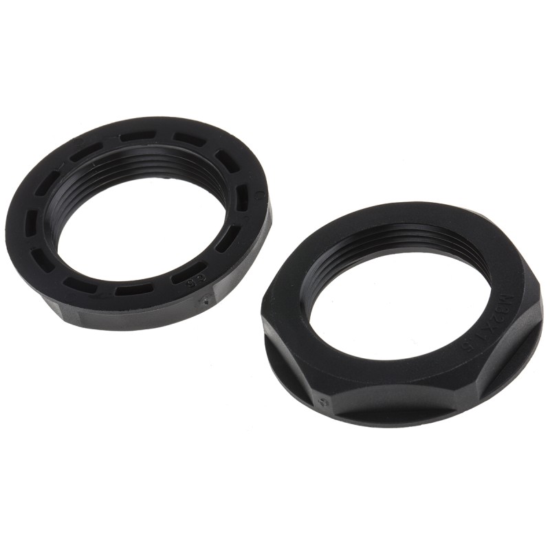 25 pcs - RS PRO Black Nylon 66 Cable Gland Locknut, M32 Thread, IP68