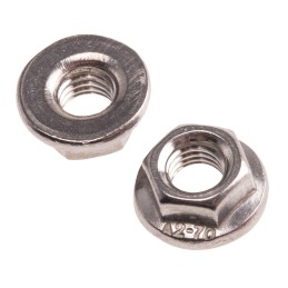 1 Bag of 50 - RS PRO, Plain Stainless Steel Flanged Hex Nut, DIN 6923, M5