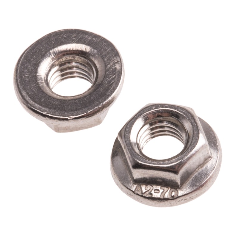 1 Bag of 50 - RS PRO, Plain Stainless Steel Flanged Hex Nut, DIN 6923, M5