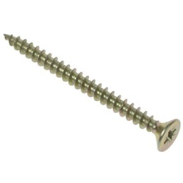 1 Bag of 50 - RS PRO Pozidriv Countersunk Steel Wood Screw Yellow Passivated, Zinc Plated, 5mm Thread, 75mm Length
