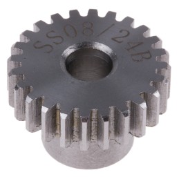 1 pcs - RS PRO Steel 24 Teeth Spur Gear, 0.8 Module, 6mm Bore Diam, 19.2mm Pitch Diam, 12mm Hub Diam