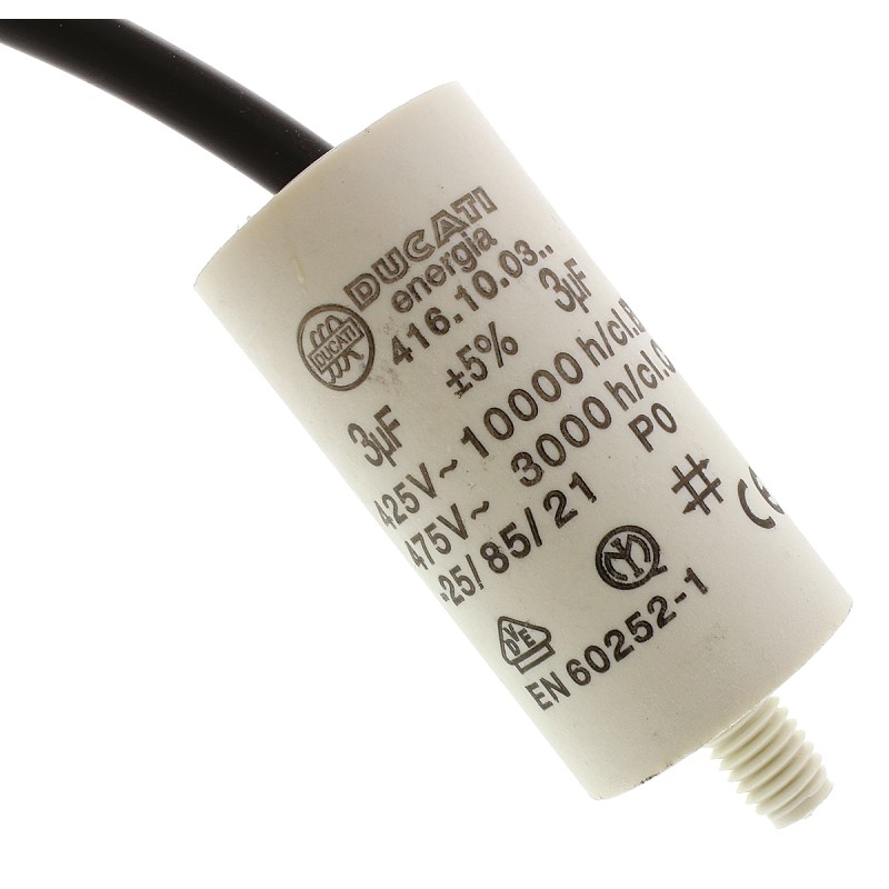 125 pcs - Ducati Energia 4.16.10 Polypropylene Film Capacitor, 400 - 500V ac, ±5%, 3μF, Stud Mount