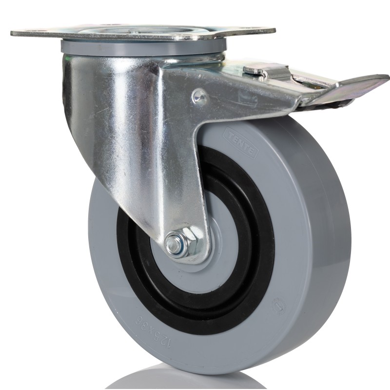 1 pcs - Tente Braked Swivel Castor Wheel, 400kg Capacity, 125mm Wheel