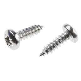 1 Box of 100 - RS PRO Plain Stainless Steel Pan Head Self Tapping Screw, N°10 x 5/8in Long 16mm Long