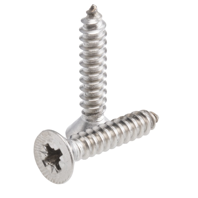 1 Box of 100 - RS PRO Plain Stainless Steel Countersunk Head Self Tapping Screw, N°10 x 1in Long 25mm Long