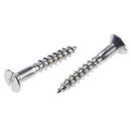 1 Box of 100 - RS PRO Slot Countersunk Stainless Steel Wood Screw, A2 304, No. 8 Thread, 25mm Length