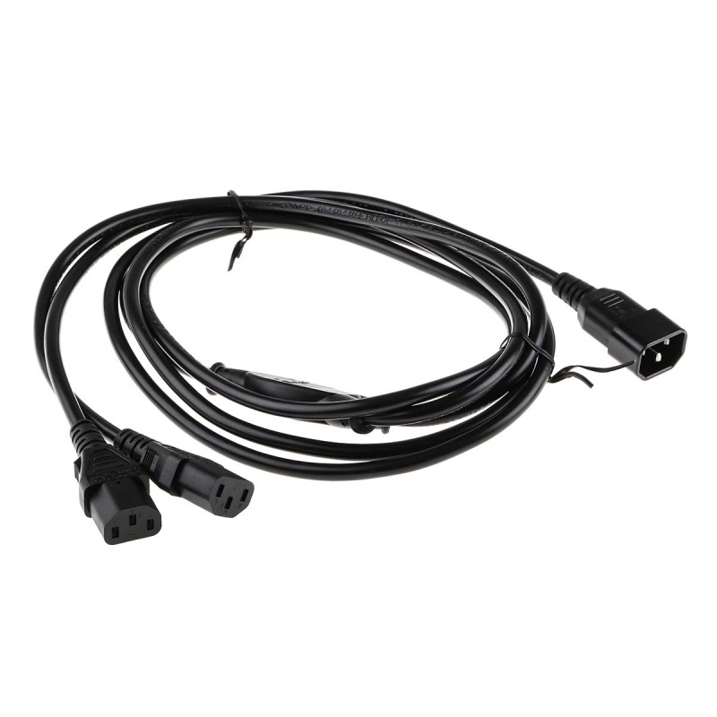 1 pcs - RS PRO IEC C13 x 2 Socket to IEC C14 Plug Power Cord, 2.5m