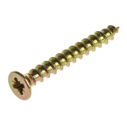1 Box of 100 - RS PRO Pozidriv Countersunk Steel Wood Screw Yellow Passivated, Zinc Plated, 3mm Thread, 25mm Length