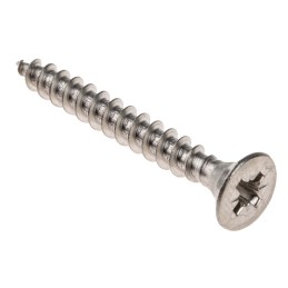1 Box of 100 - RS PRO Pozidriv Countersunk Stainless Steel Wood Screw, A2 304, 5mm Thread, 40mm Length