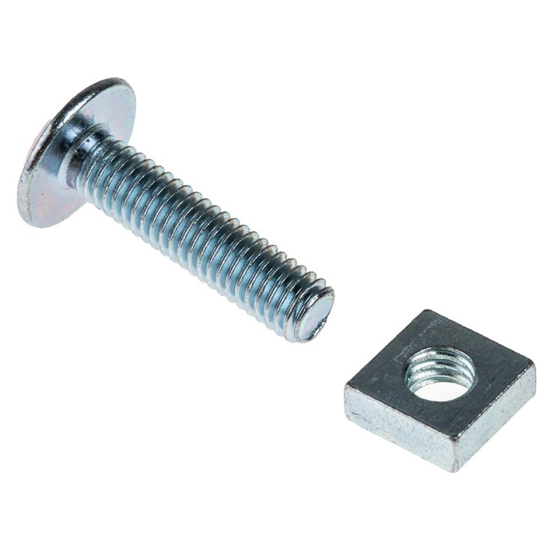 1 Box of 100 - Bright Zinc Plated Steel Roofing Bolt, M6 x 25mm
