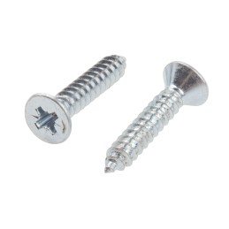 1 Box of 100 - RS PRO Bright Zinc Plated, Clear Passivated Steel Countersunk Head Self Tapping Screw, N°10 x 1in Long 25mm Long