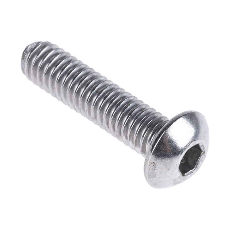 1 Box of 100 - RS PRO M4 x 16mm Hex Socket Button Screw Plain Stainless Steel