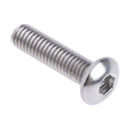 1 Box of 100 - RS PRO M3 x 12mm Hex Socket Button Screw Plain Stainless Steel
