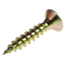 1 Box of 100 - RS PRO Pozidriv Countersunk Steel Wood Screw Yellow Passivated, Zinc Plated, 4.5mm Thread, 25mm Length