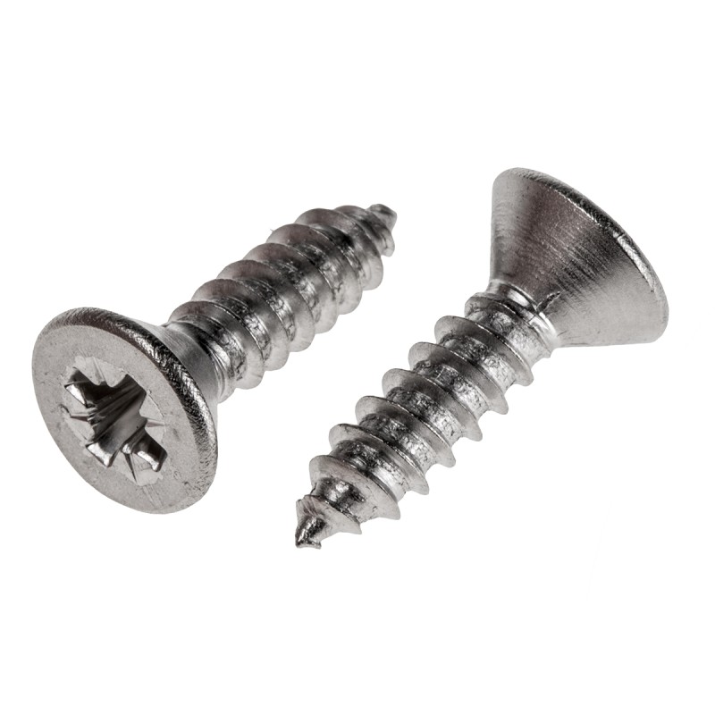 1 Box of 100 - RS PRO Plain Stainless Steel Countersunk Head Self Tapping Screw, N°10 x 3/4in Long 19mm Long