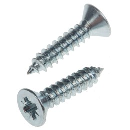 1 Box of 100 - RS PRO Bright Zinc Plated, Clear Passivated Steel Countersunk Head Self Tapping Screw, N°8 x 3/4in Long 19mm Long