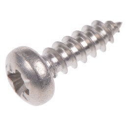 1 Box of 100 - RS PRO Plain Stainless Steel Pan Head Self Tapping Screw, N°4 x 3/8in Long 9.5mm Long