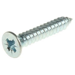 1 Box of 100 - RS PRO Bright Zinc Plated, Clear Passivated Steel Countersunk Head Self Tapping Screw, N°8 x 1in Long 25mm Long