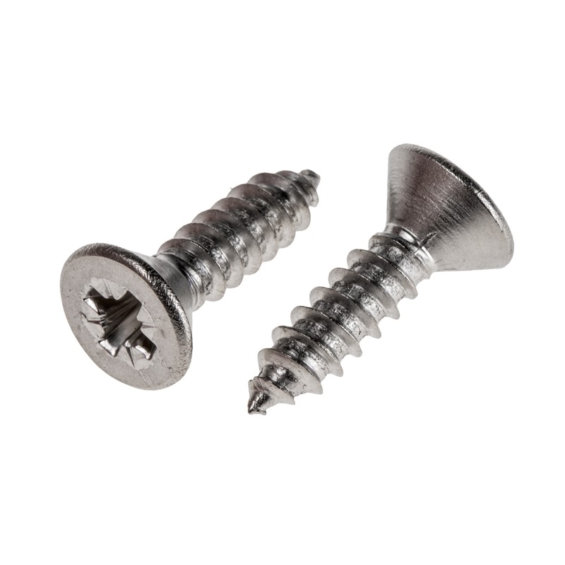1 Box of 100 - RS PRO Plain Stainless Steel Countersunk Head Self Tapping Screw, N°8 x 1/2in Long 13mm Long