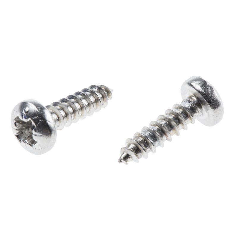 1 Box of 100 - RS PRO Plain Stainless Steel Pan Head Self Tapping Screw, N°6 x 1/2in Long 13mm Long