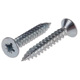 1 Box of 100 - RS PRO Pozidriv Countersunk Steel Wood Screw Bright Zinc Plated, No. 10 Thread, 1.1/4in Length