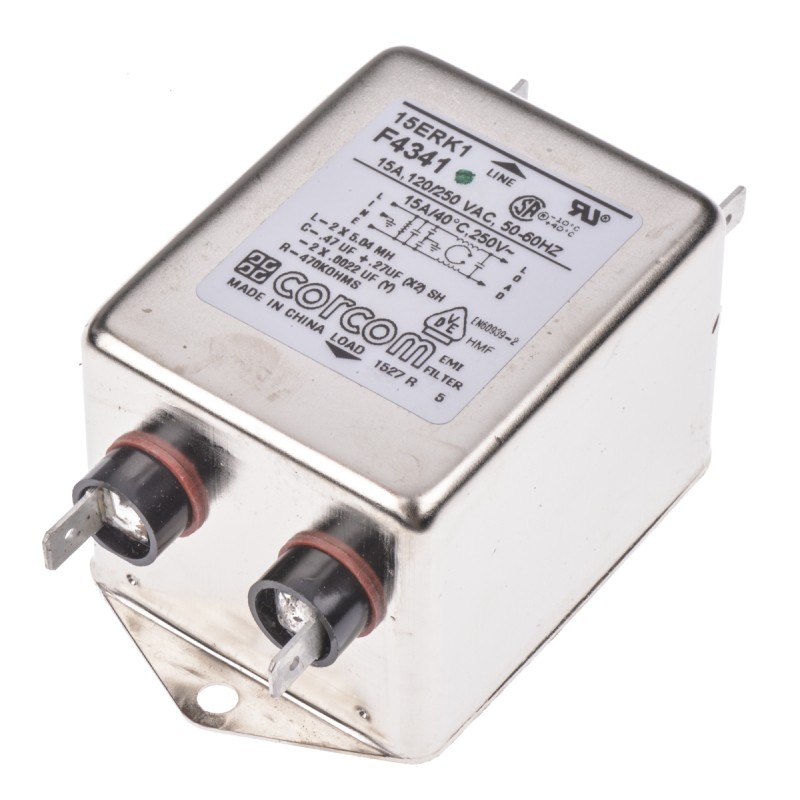 5 pcs - TE Connectivity, Corcom RK 15A 250 V ac 50Hz, Flange Mount RFI Filter, Spade, Single Phase