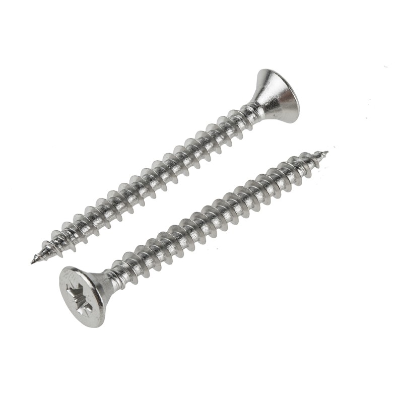 1 Box of 100 - RS PRO Pozidriv Countersunk Stainless Steel Wood Screw, A2 304, 5mm Thread, 50mm Length