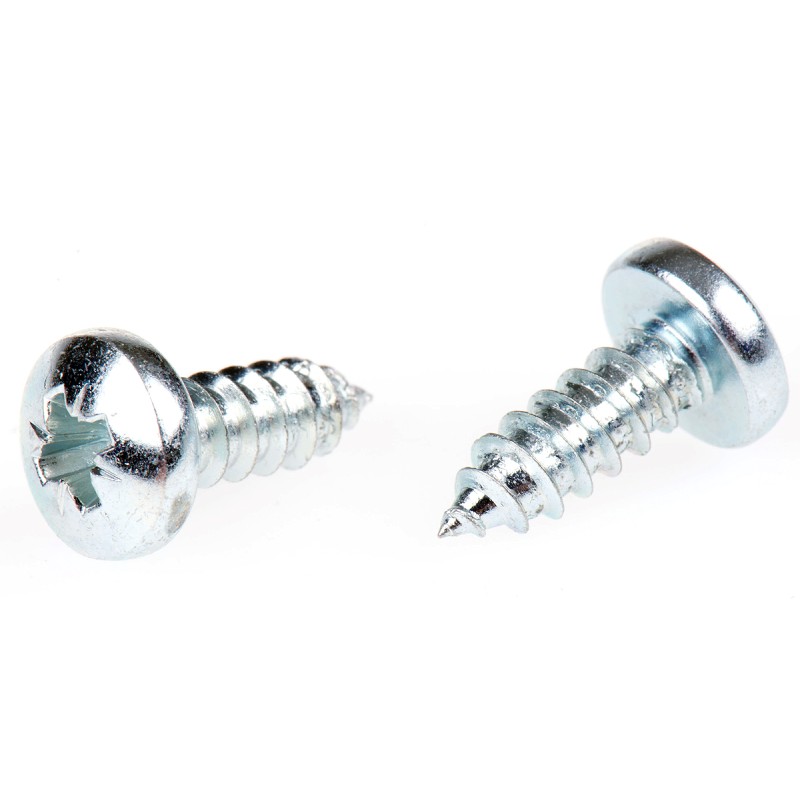 1 Box of 100 - RS PRO Bright Zinc Plated Steel Pan Head Self Tapping Screw, N°10 x 1/2in Long 13mm Long