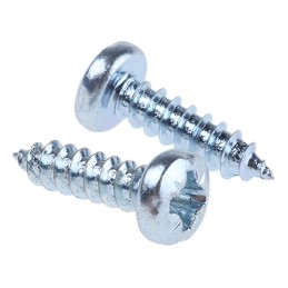 1 Box of 100 - RS PRO Bright Zinc Plated Steel Pan Head Self Tapping Screw, N°6 x 1/2in Long 13mm Long