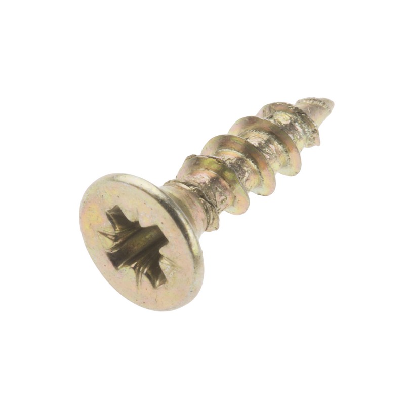 1 Box of 100 - RS PRO Pozidriv Countersunk Steel Wood Screw Yellow Passivated, Zinc Plated, 3mm Thread, 12mm Length