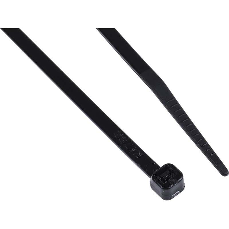 1 Bag of 100 - RS PRO Cable Tie, Heat Stabilised, 180mm x 3.6 mm, Black Nylon, Pk-100