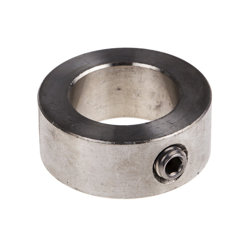 1 pcs - RS PRO Shaft Collar One Piece Set Screw, Bore 25mm, OD 40mm, W 16mm, Stainless Steel