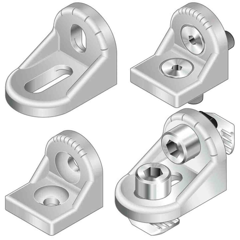 1 pcs - Bosch Rexroth M8 Angle Bracket Connecting Component, Strut Profile 40 mm, 45 mm, 50 mm, 60 mm, Groove Size 10mm