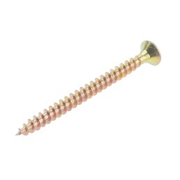 1 Box of 100 - RS PRO Pozidriv Countersunk Steel Wood Screw Yellow Passivated, Zinc Plated, 4mm Thread, 50mm Length