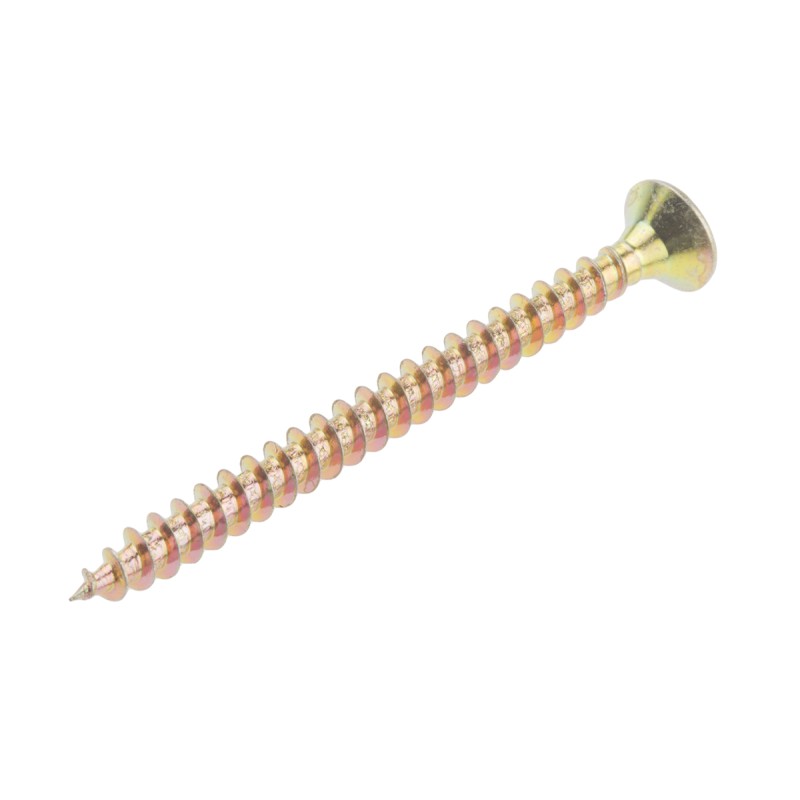 1 Box of 100 - RS PRO Pozidriv Countersunk Steel Wood Screw Yellow Passivated, Zinc Plated, 4mm Thread, 50mm Length