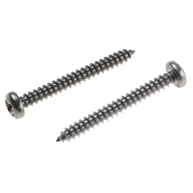 1 Box of 100 - RS PRO Plain Stainless Steel Pan Head Self Tapping Screw, N°6 x 1.1/4in Long 32mm Long