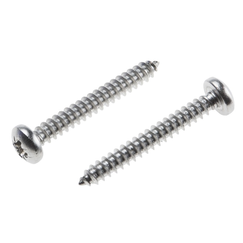 1 Box of 100 - RS PRO Plain Stainless Steel Pan Head Self Tapping Screw, N°8 x 1.1/4in Long 32mm Long