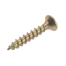 1 Box of 100 - RS PRO Pozidriv Countersunk Steel Wood Screw Yellow Passivated, Zinc Plated, 4mm Thread, 25mm Length