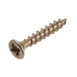 1 Box of 100 - RS PRO Pozidriv Countersunk Steel Wood Screw Yellow Passivated, Zinc Plated, 4mm Thread, 25mm Length