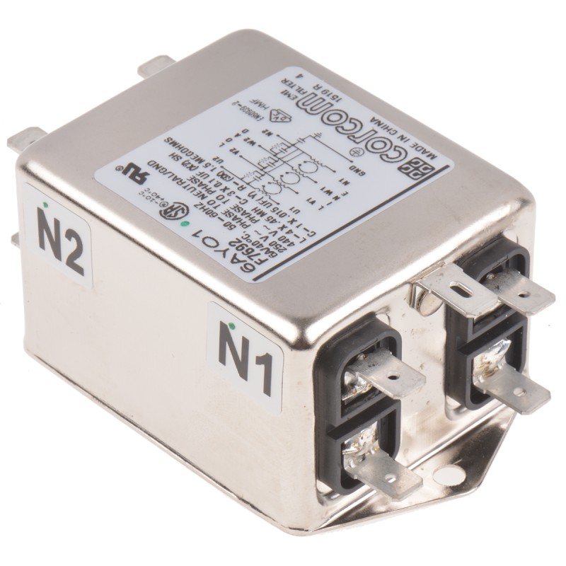 5 pcs - TE Connectivity, Corcom AYO 6A 250 V ac 50Hz, Flange Mount RFI Filter, Spade 3 Phase