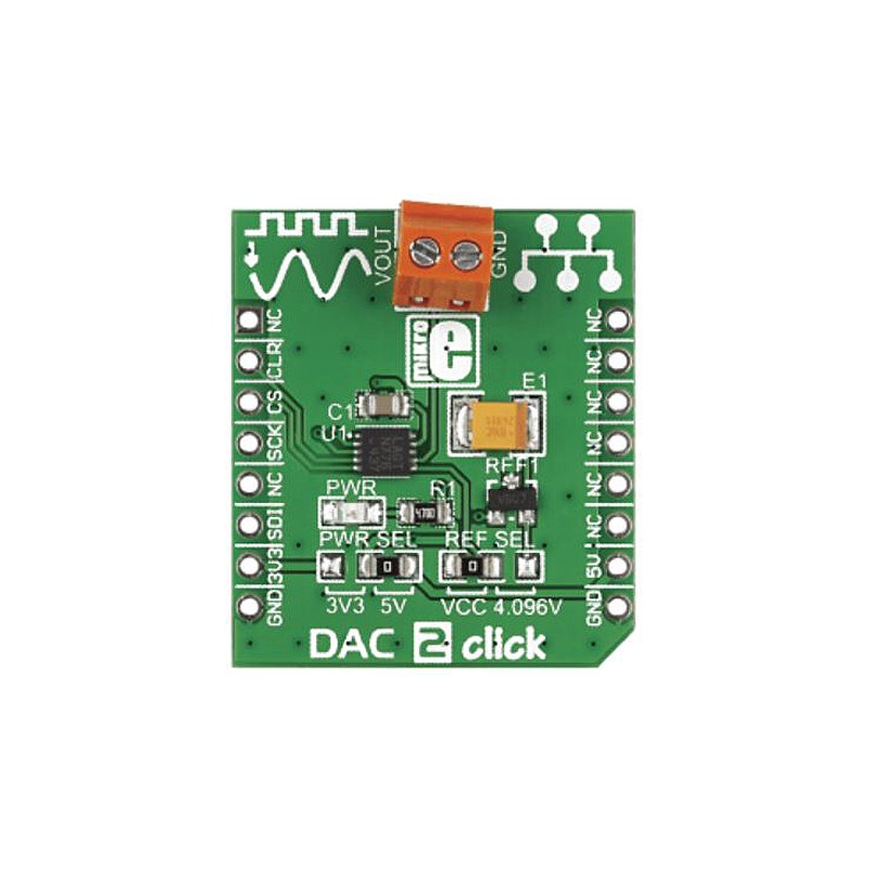 1 pcs - MikroElektronika MIKROE-1918 DAC 2 Click Add On Board Signal Conversion Development Kit